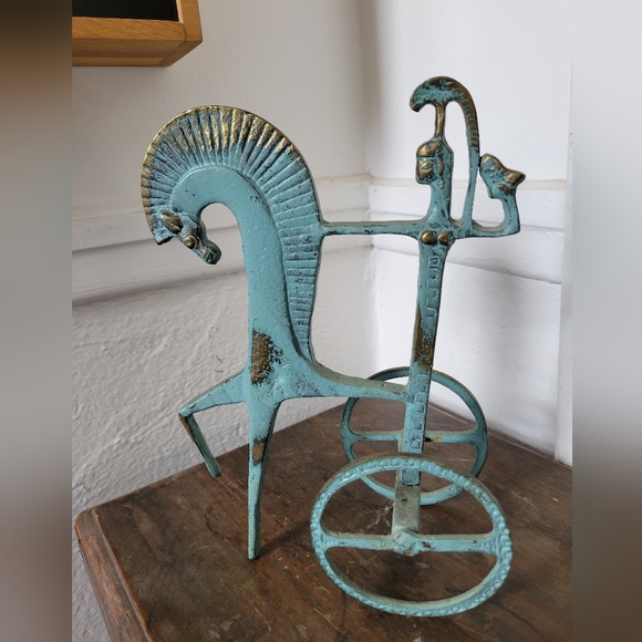 Frederic Weinberg Raymor - Antique Etruscan horse with chariot - beautiful green - Picture 1 of 4